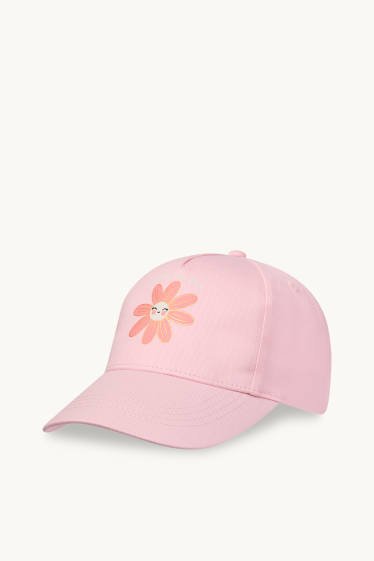 Kinder Mädchen - Blume - Baseballcap - Glanz-Effekt - rosa