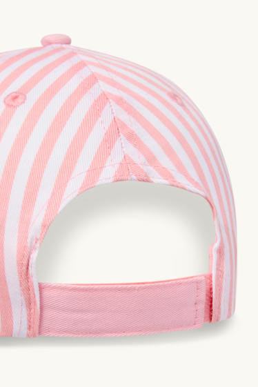 Enfants filles - Aristochats - casquette de baseball - à rayures - blanc / rose