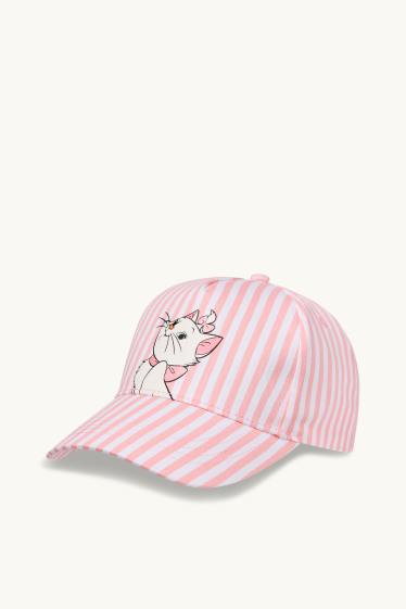 Enfants filles - Aristochats - casquette de baseball - à rayures - blanc / rose