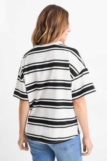 Dona - Samarreta de mànigues curtes - oversized - de ratlles - blanc/negre