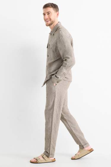 Bărbați - Chino - tapered fit - amestec de in - bej