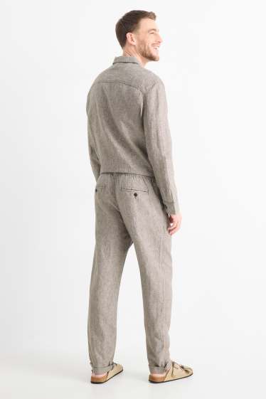 Bărbați - Chino - tapered fit - amestec de in - bej