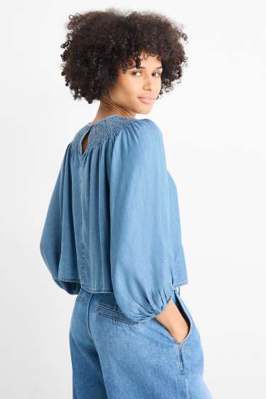 Mujer - Blusa - look vaquero - fruncida - azul