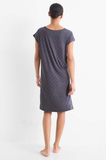 Femmes - Chemise de nuit en viscose - à pois - bleu foncé