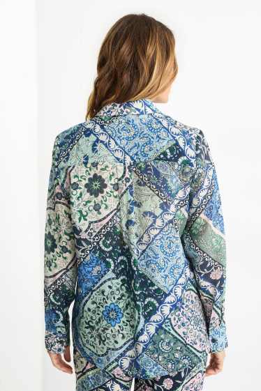 Damen - Hemdbluse - gemustert - dunkelblau