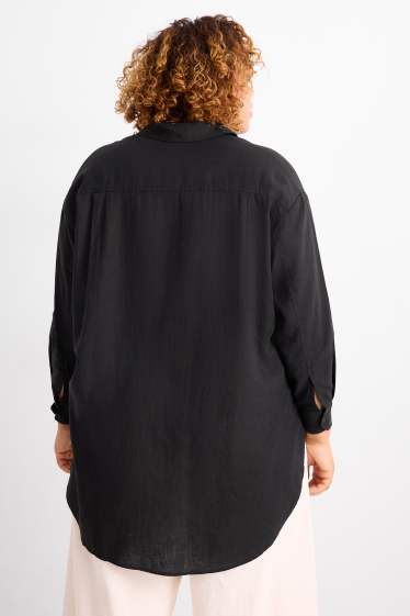 Women - Shirt blouse - linen blend - black