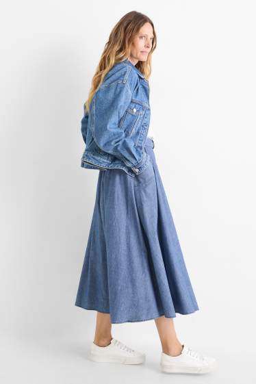 Dames - Rok met riem - jeanslook - blauw