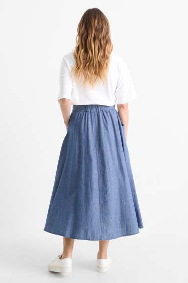 Dames - Rok met riem - jeanslook - blauw