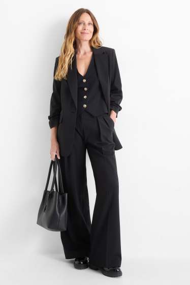 Femmes - Pantalon de bureau - mid waist - regular fit - noir