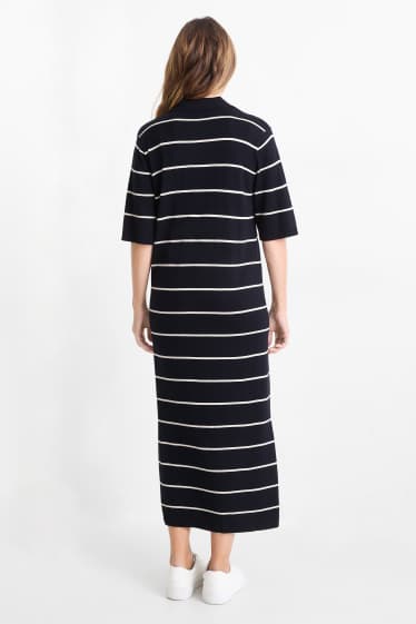 Donna - Vestito in maglia - straight fit - a righe - blu scuro