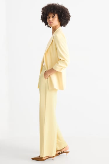Mujer - Pantalón de oficina - mid waist - wide leg - amarillo claro
