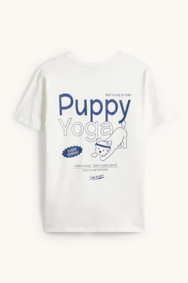 Kobiety - T-shirt - oversize - niebieski / biały