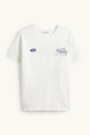 Kobiety - T-shirt - oversize - niebieski / biały