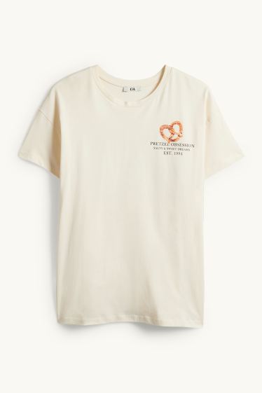 Femmes - T-shirt - Oversize - crème