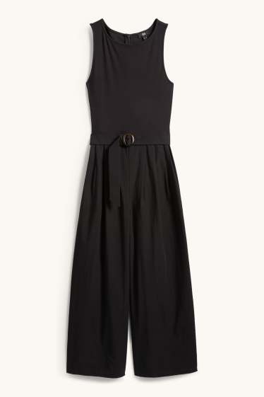 Damen - Jumpsuit mit Gürtel - schwarz
