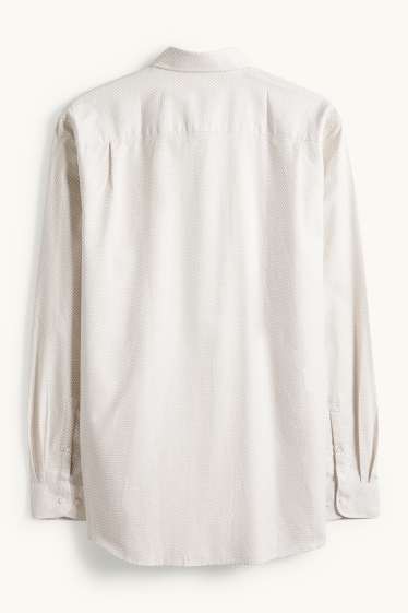 Herren - Businesshemd - Regular Fit - Kent - bügelleicht - gemustert - weiss / beige