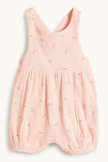 Baby Mädchen - Blümchen - Baby-Outfit - 3 teilig - weiss / rosa