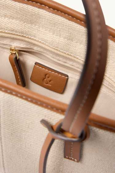 Dámské - Velká kabelka shopper s odnímatelným popruhem - béžová/hnědá