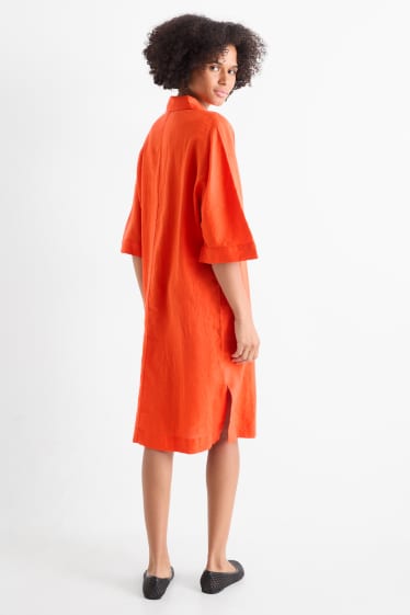 Dona - Vestit de lli - straight fit - taronja
