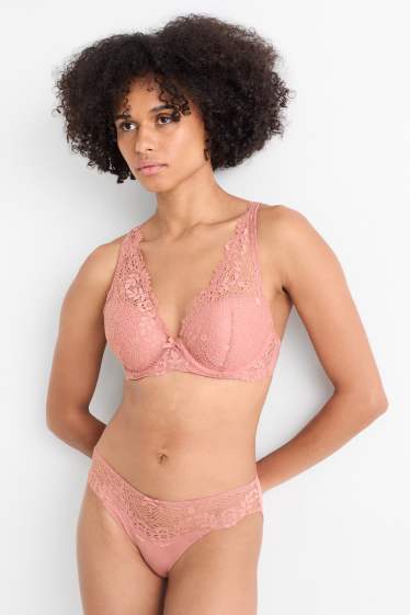 Women - Underwire bra - PLUNGE - padded - coral
