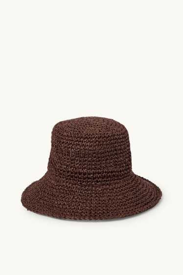 Femei - Pălărie de paie - maro închis