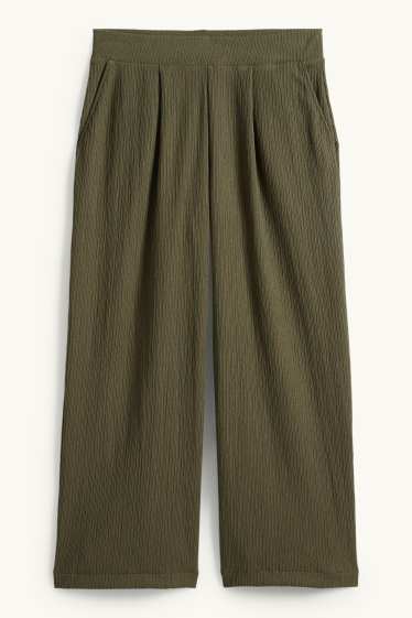 Damen - Stoffhose - Mid Waist - Wide Leg - grün