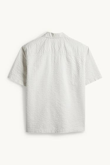 Bărbați - Cămașă - relaxed fit - guler cu rever - gri deschis