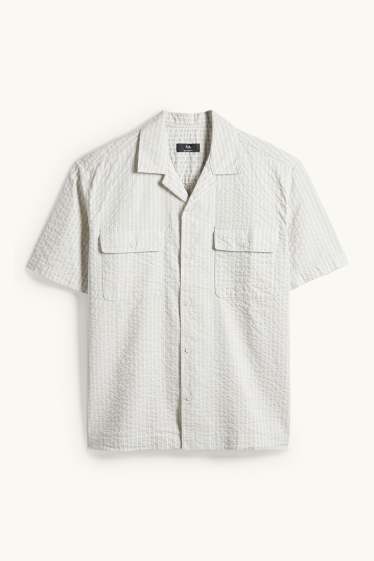 Bărbați - Cămașă - relaxed fit - guler cu rever - gri deschis
