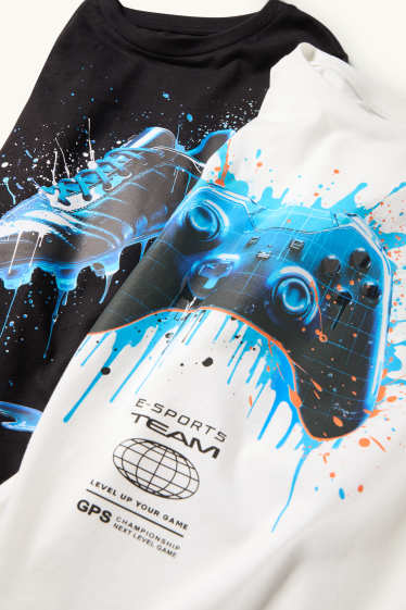 Kinder Jungen - Multipack 2er - Fußballschuh und Controller - Kurzarmshirt - weiss / schwarz