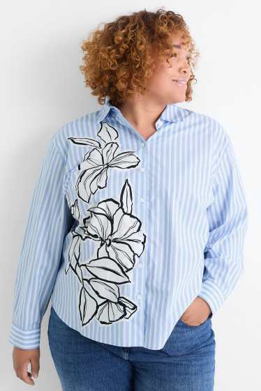 Femmes - Chemise - à rayures - blanc / bleu