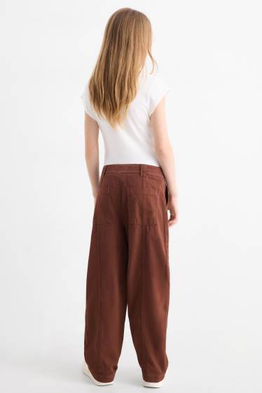 Kinder Mädchen - Stoffhose - dunkelbraun