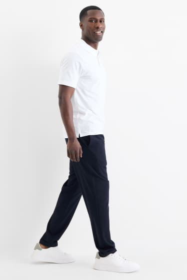 Pánské - Kalhoty chino - tapered fit - strukturované - tmavomodrá