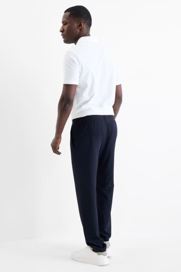 Pánské - Kalhoty chino - tapered fit - strukturované - tmavomodrá