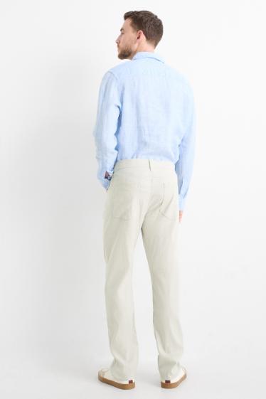 Home - Pantalons - regular fit - mescla de lli - beix