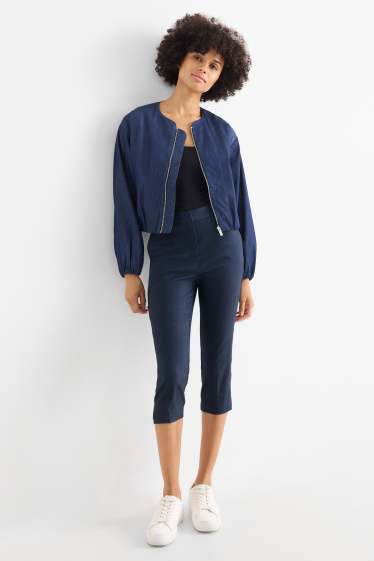 Femei - Pantaloni capri - talie medie - slim fit - albastru închis