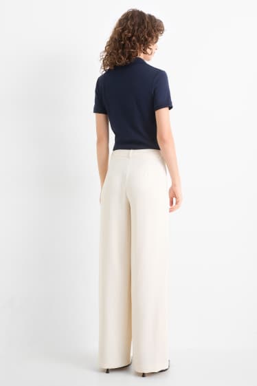 Damen - Business-Hose - Mid Waist - Straight Leg - cremeweiß