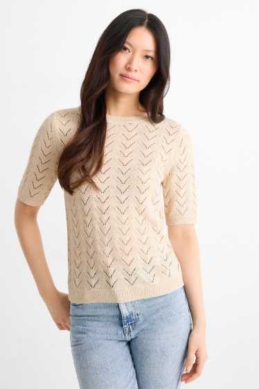 Dona - Jersei de punt de mitja - de màniga curta - beix