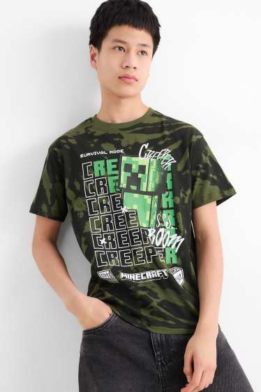 Enfants garçons - Minecraft - T-shirt - à motif - vert foncé