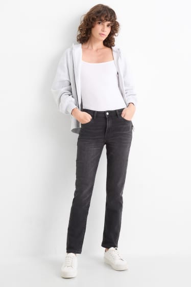 Damen - Slim Jeans - Mid Waist - Jog Denim - dunkeljeansgrau