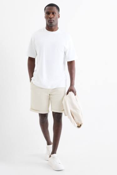 Uomo - Shorts di felpa - tessuto tramato - bianco crema