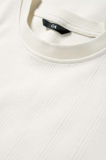 Herren - T-Shirt - Regular Fit - strukturiert - cremeweiss