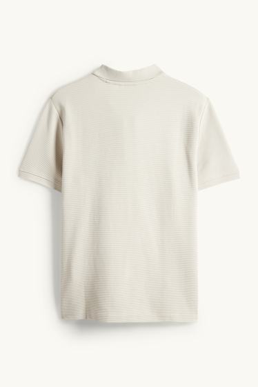 Pánské - Polokošile - regular fit - žebrovaná - béžová