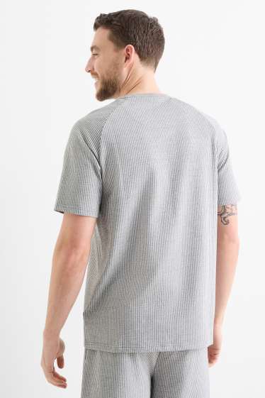 Hommes - Pyjashort - à rayures - gris