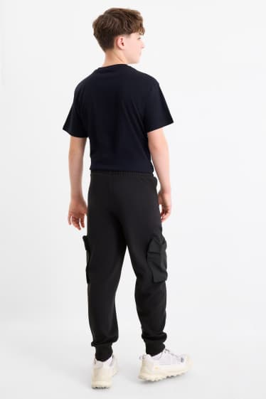 Copii - Băieți - Pantaloni de trening - model cargo - negru