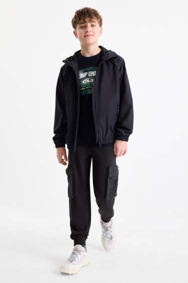 Copii - Băieți - Pantaloni de trening - model cargo - negru