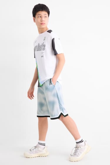 Kinderen: jongens - Sportshort - met patroon - lichtturquoise