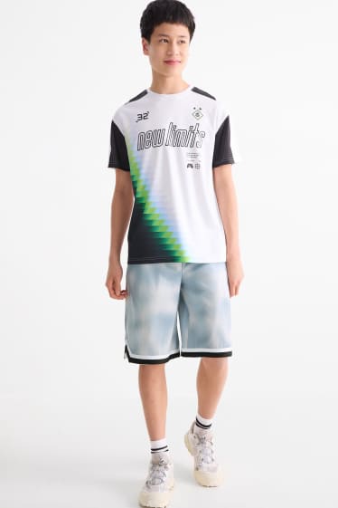 Kinderen: jongens - Sportshort - met patroon - lichtturquoise