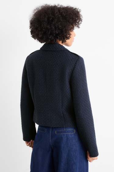 Kobiety - Żakiet bouclé - z wcięciem w talii - z fakturą - ciemnoniebieski