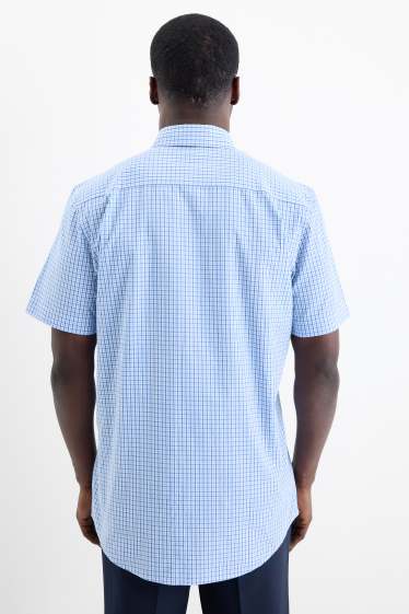 Hommes - Chemise de bureau - regular fit - col kent - à carreaux - bleu