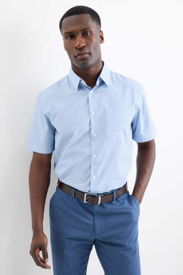 Hommes - Chemise de bureau - regular fit - col kent - bleu clair